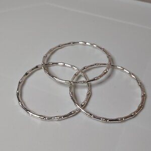 Set Of 3 Matching 8 Inch Silver Tone Bangles